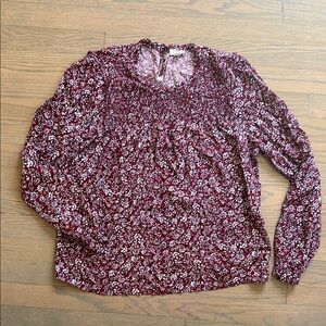 J. Crew Burgundy Floral Blouse